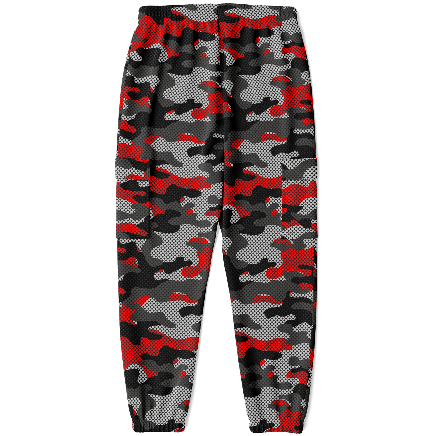 Red Camo Cargo Pants | Mixed Black and Gray Pixel Camouflage