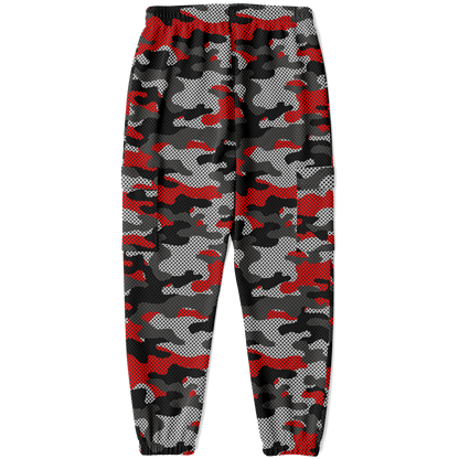 Red Camo Cargo Pants | Mixed Black and Gray Pixel Camouflage