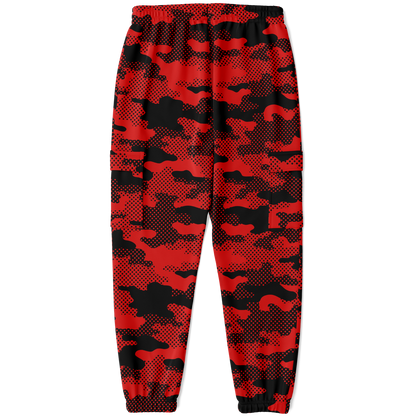 Black & Red Camo Cargo Pants | Pixel Camouflage | Unisex