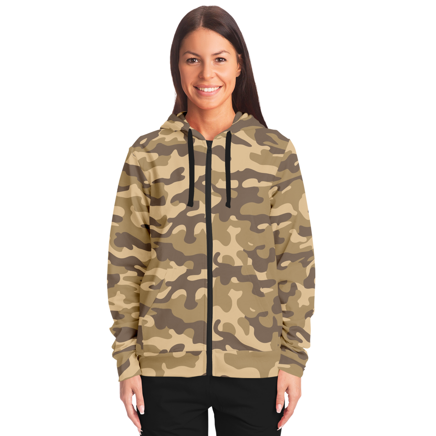 Zip-Up Hoodie | Khaki Camouflage