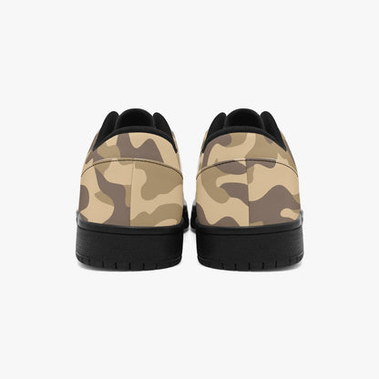 Camo Sneakers | Khaki Low-Top Leather Camouflage Shoes