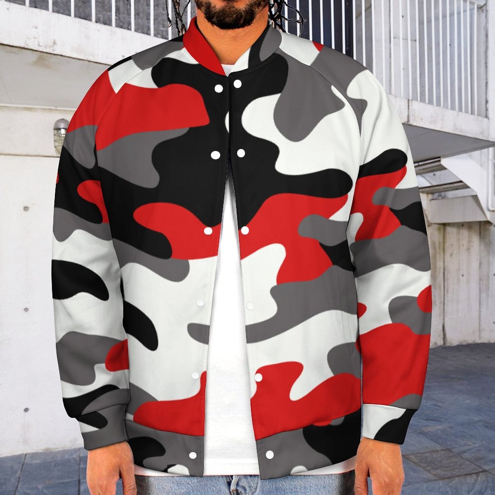 Men's Camo Jacket | Red, Black & White Camouflage