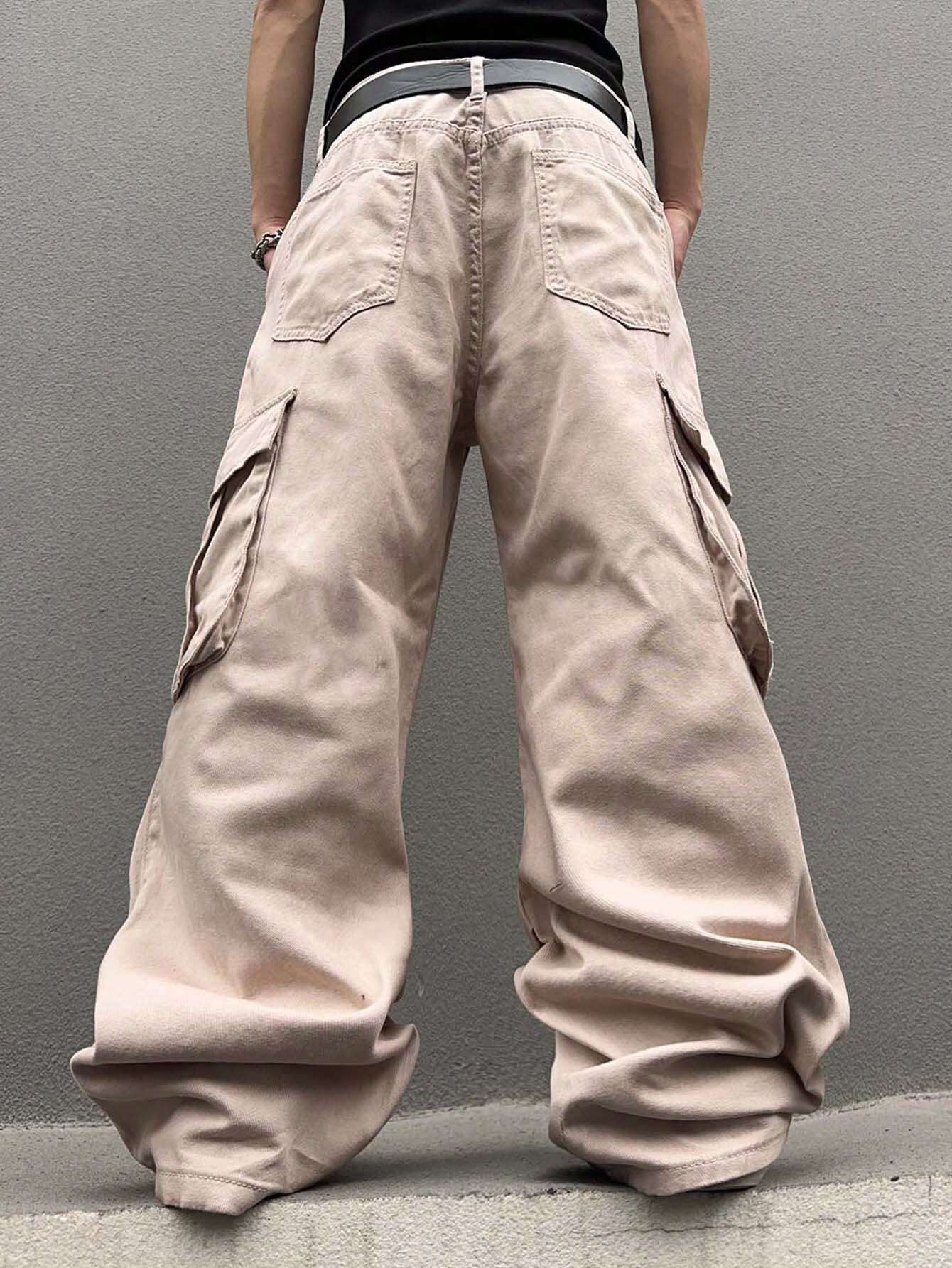 Men's Camo Cargo Jeans with Pockets | Beige