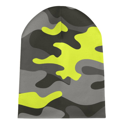 Camo Beanie | Black, Gray & Yellow Camouflage