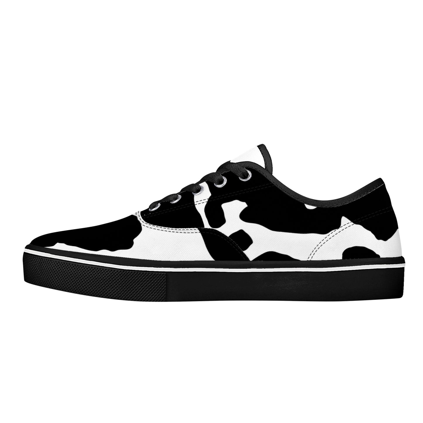 Camo Skate Shoes | Black & White Cow Print