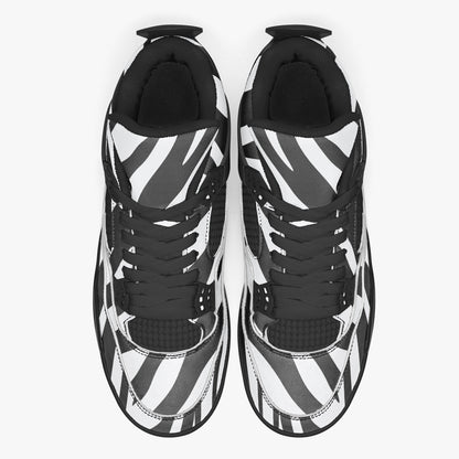 Zebra Jordans AJ4 | Black and White Sneakers