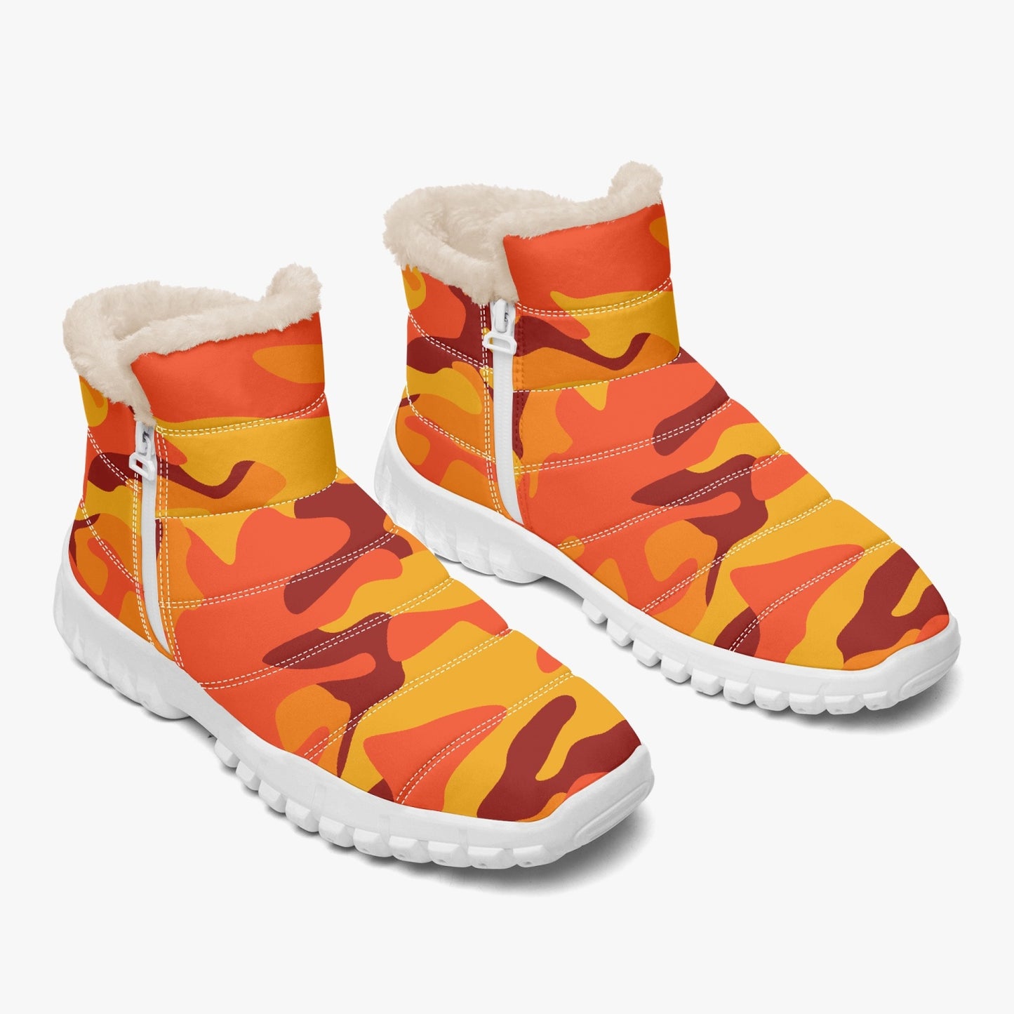 Camo Boots | Cotton-pad Fur Zipper Up | Orange and Red