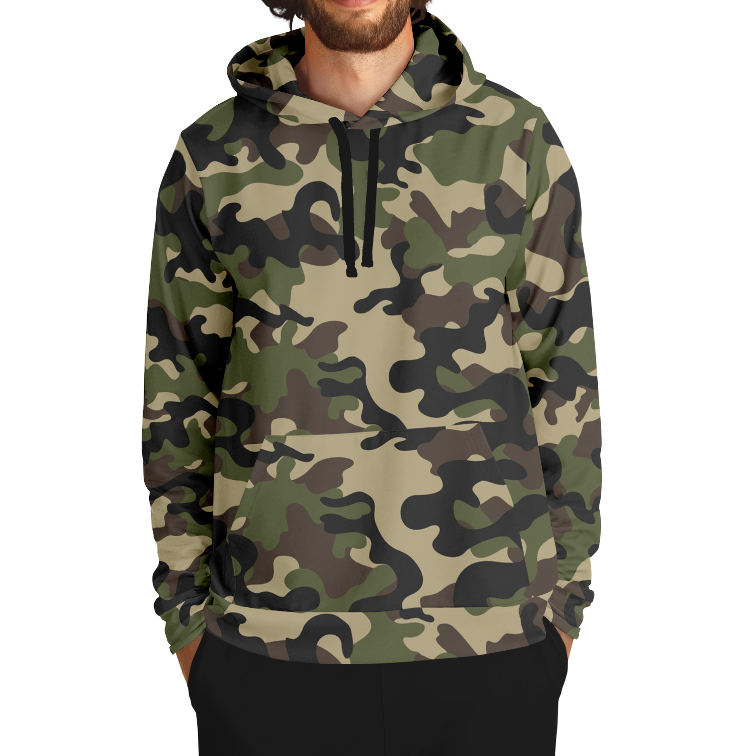 Army Brown Hoodie | Mixed Khaki and Jungle Green Camo