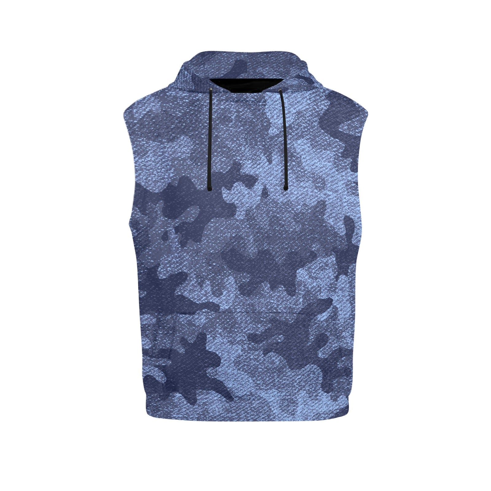 Sleeveless Camo Hoodie For Women | Denim Blue Camouflage