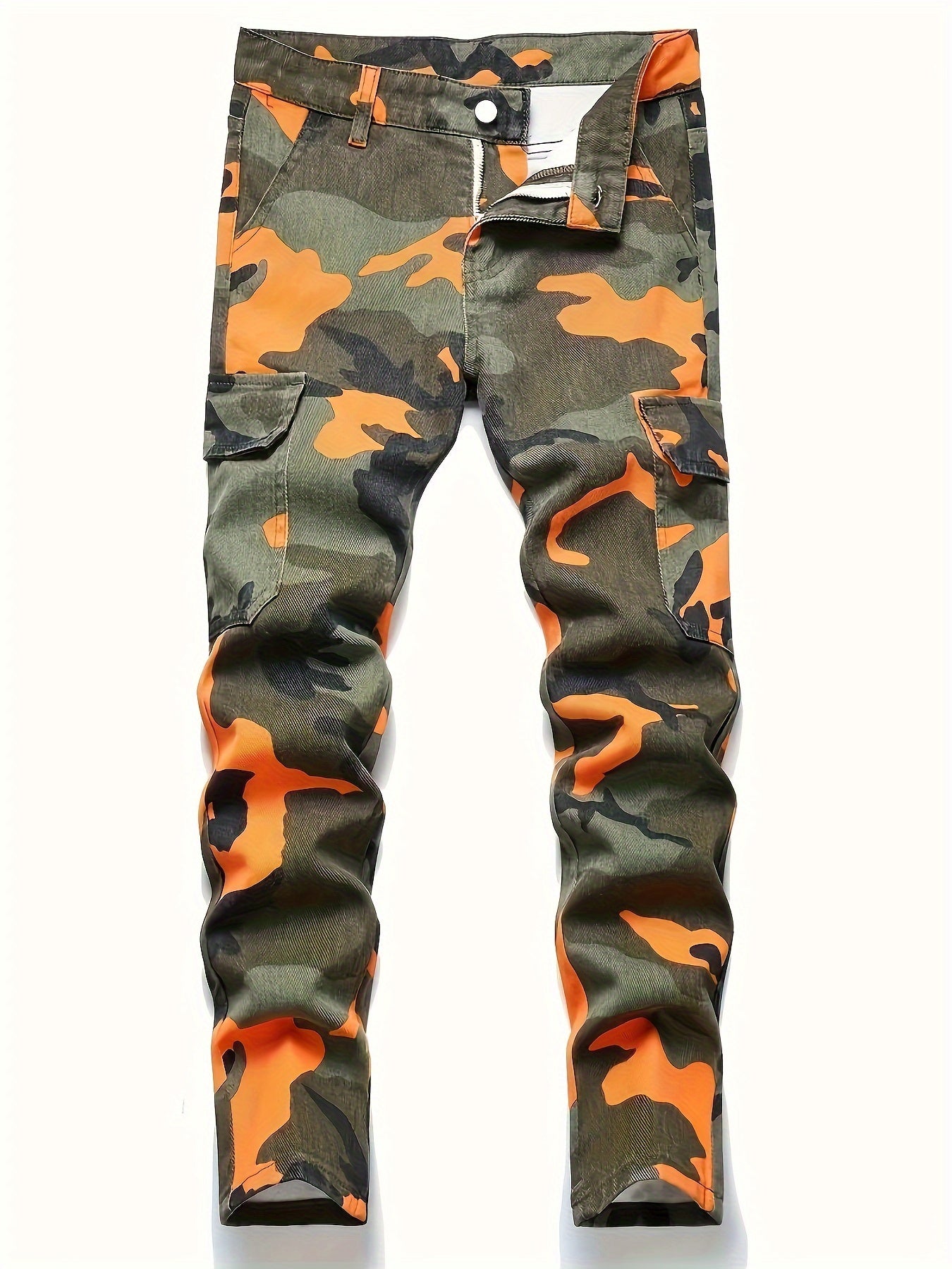 Men's Camo Denim Trousers | Street Style Brown Cotton Jeans