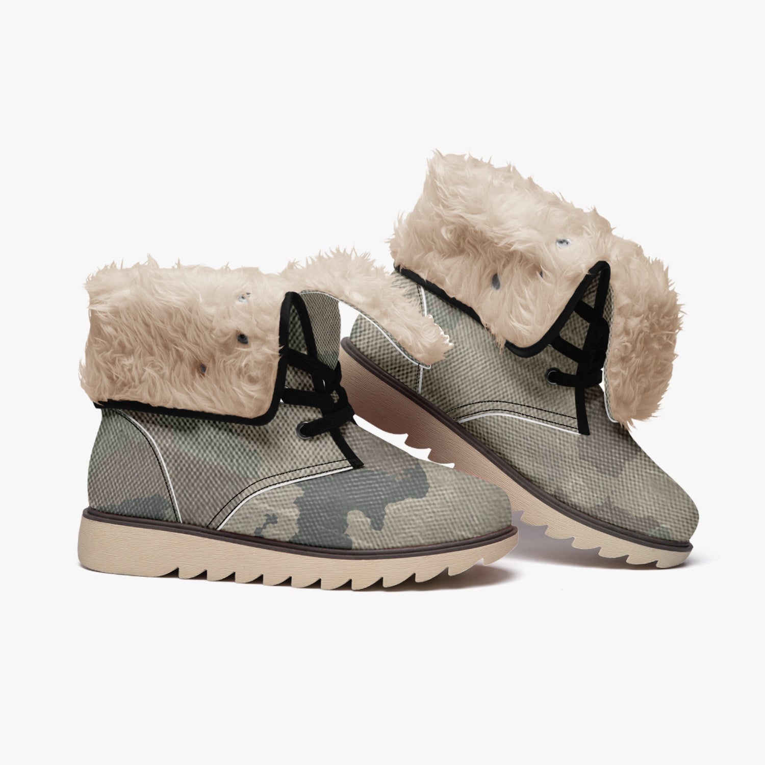 Camo Boots | Dirty Brown Cotton-Pad Fur Lining