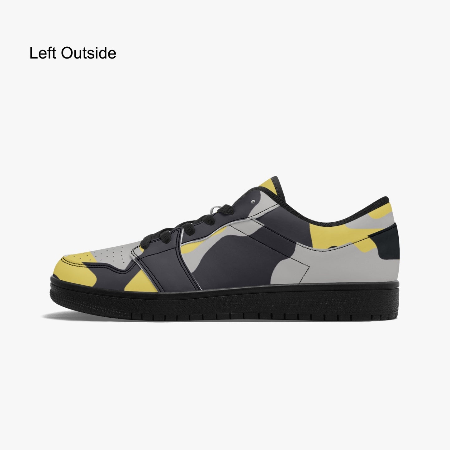 Camo Sneakers | Yellow Silver Low-Top Leather Camouflage Shoes