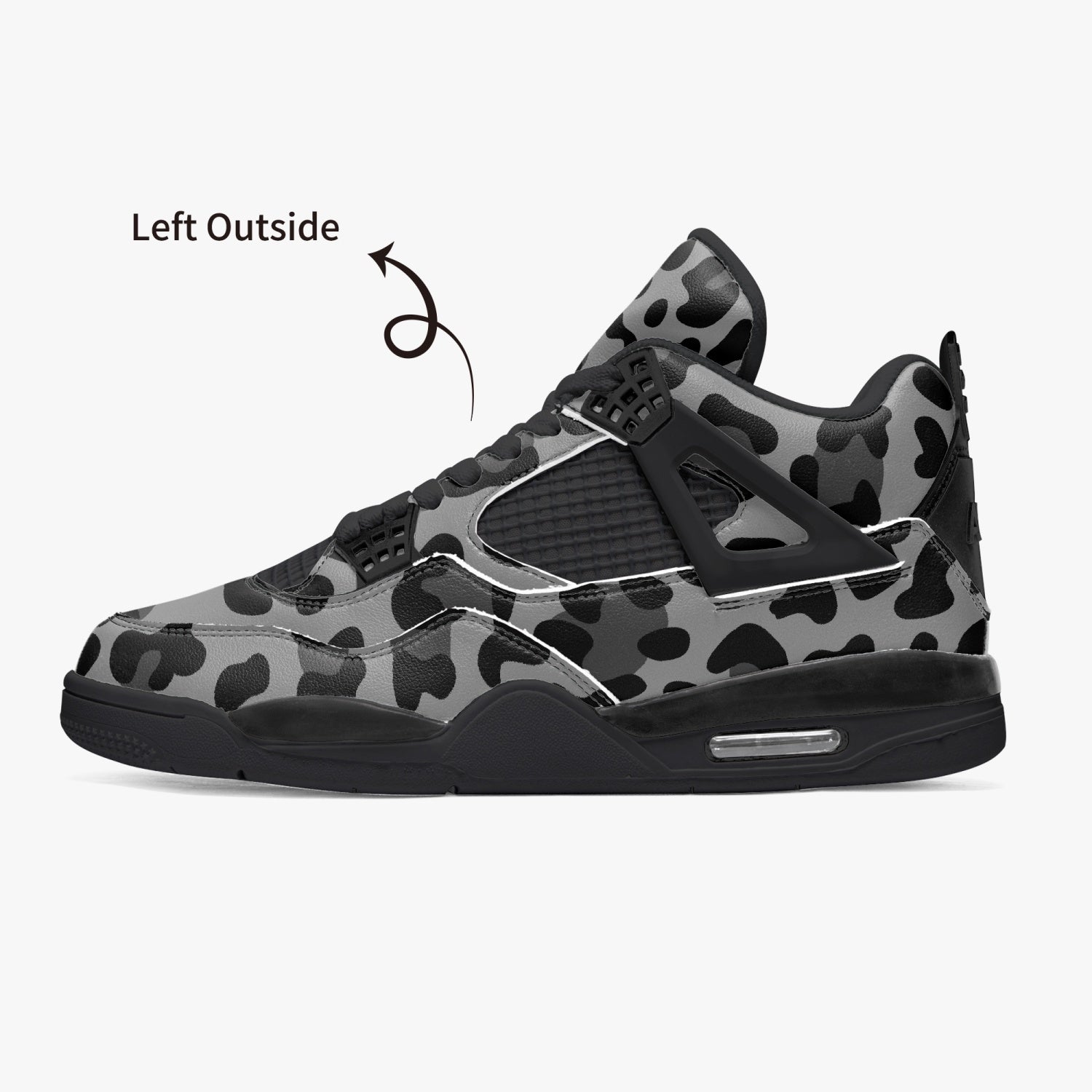 Leopard Jordans AJ4 | Gray and Black Pattern