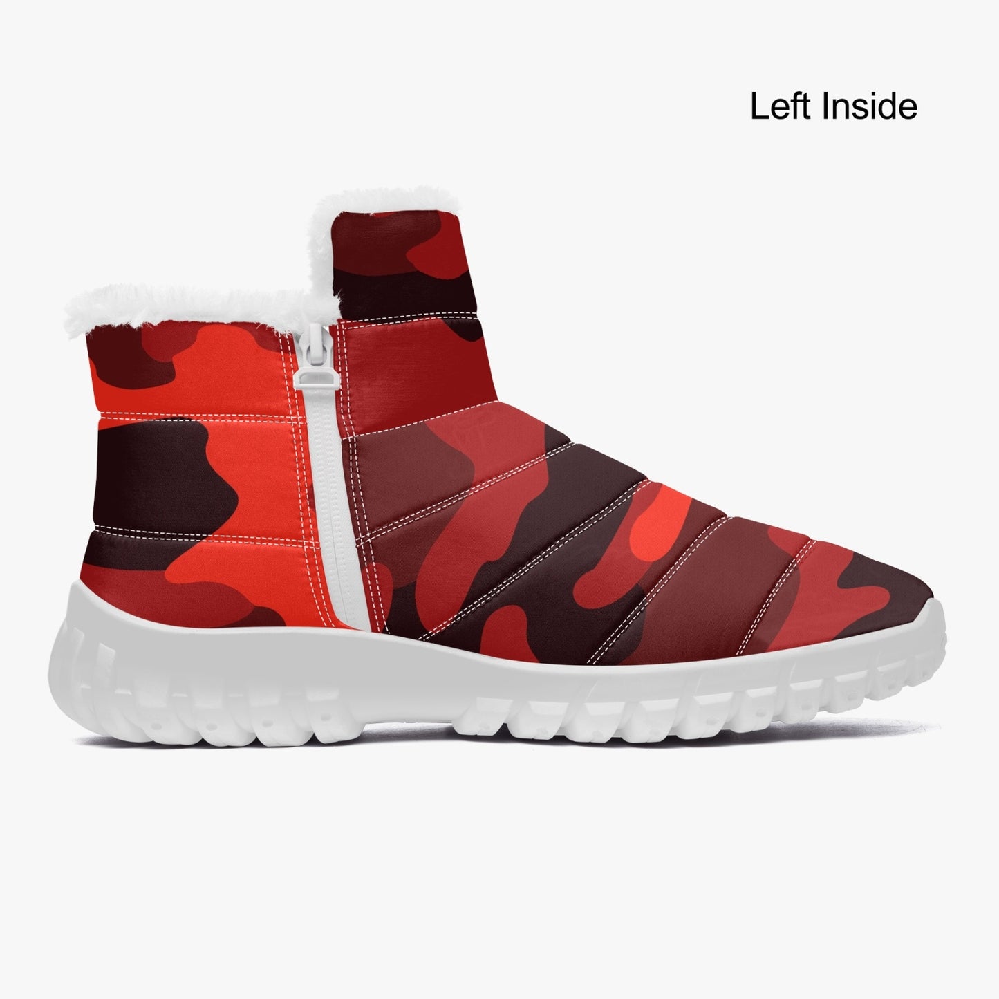 Camo Boots | Cotton-pad Fur Zipper Up | Scarlet Red & Black