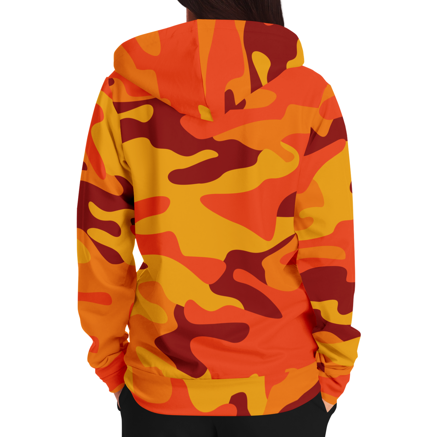 Zip-Up Hoodie | Orange & Red Camouflage