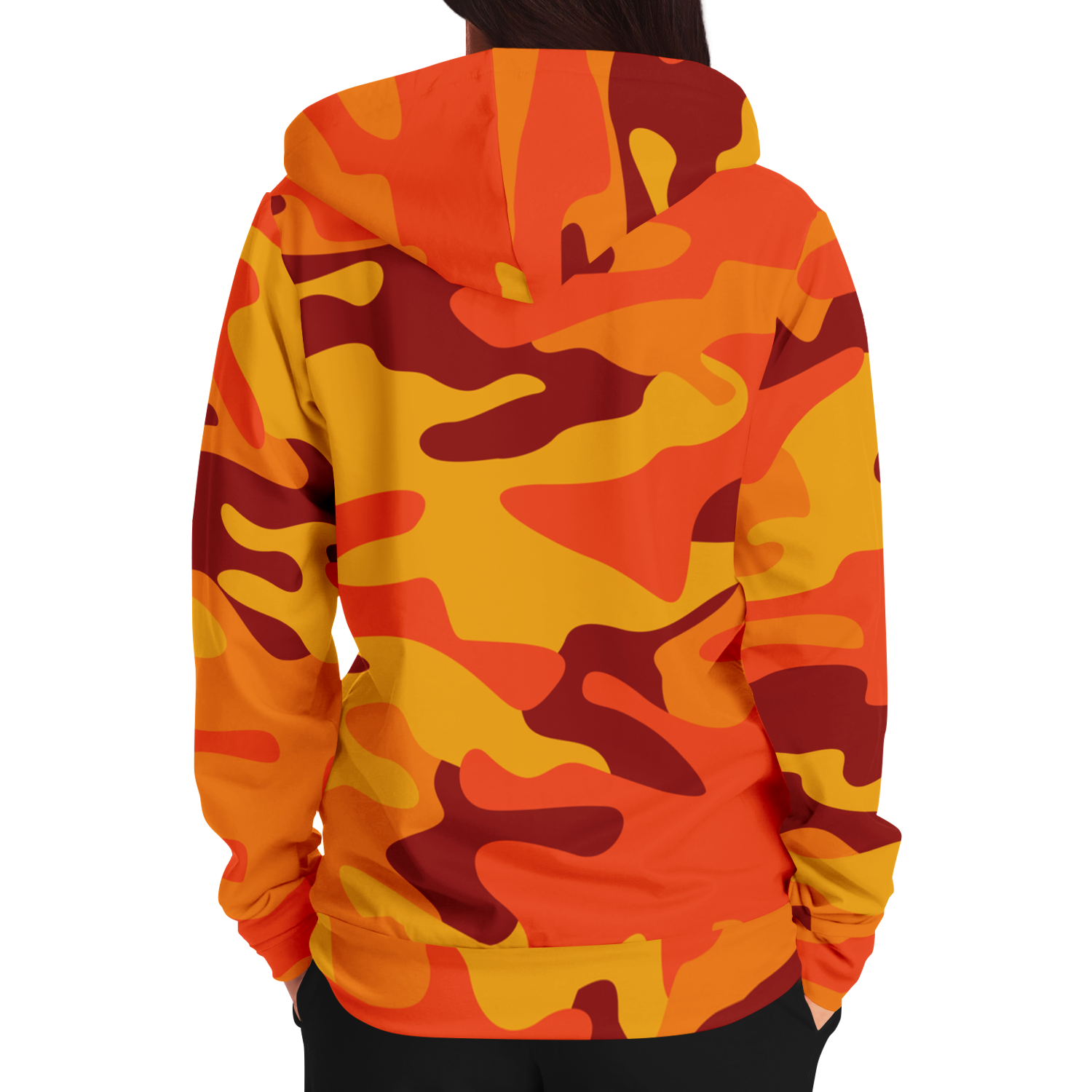 Zip-Up Hoodie | Orange & Red Camouflage