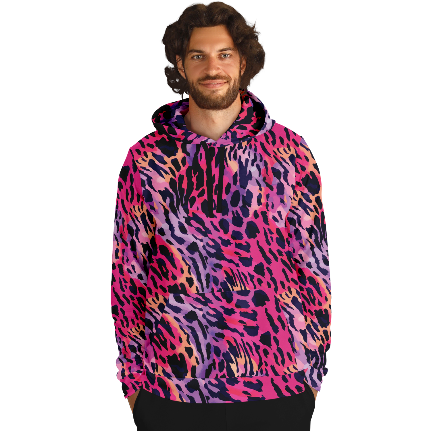 Leopard Hoodie | Deep Cerise Pink & Purple