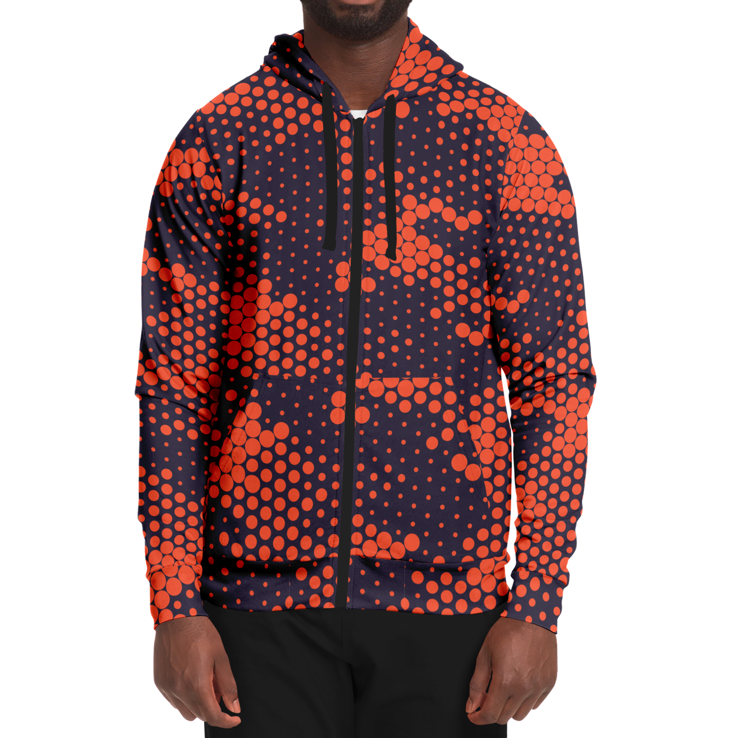 Zip-Up Hoodie | Orange & Blue Digital Camouflage