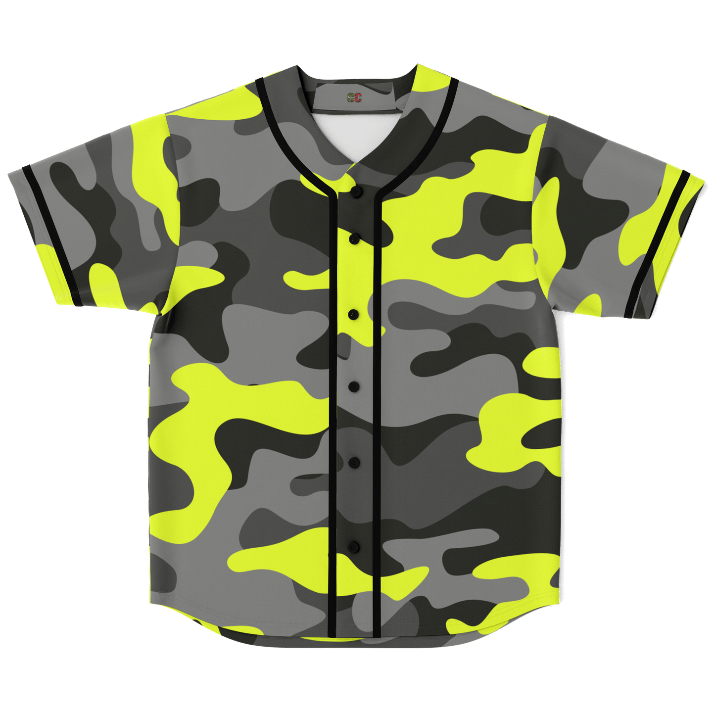 Camo Baseball Jersey | Black, Gray & Yellow Camouflage