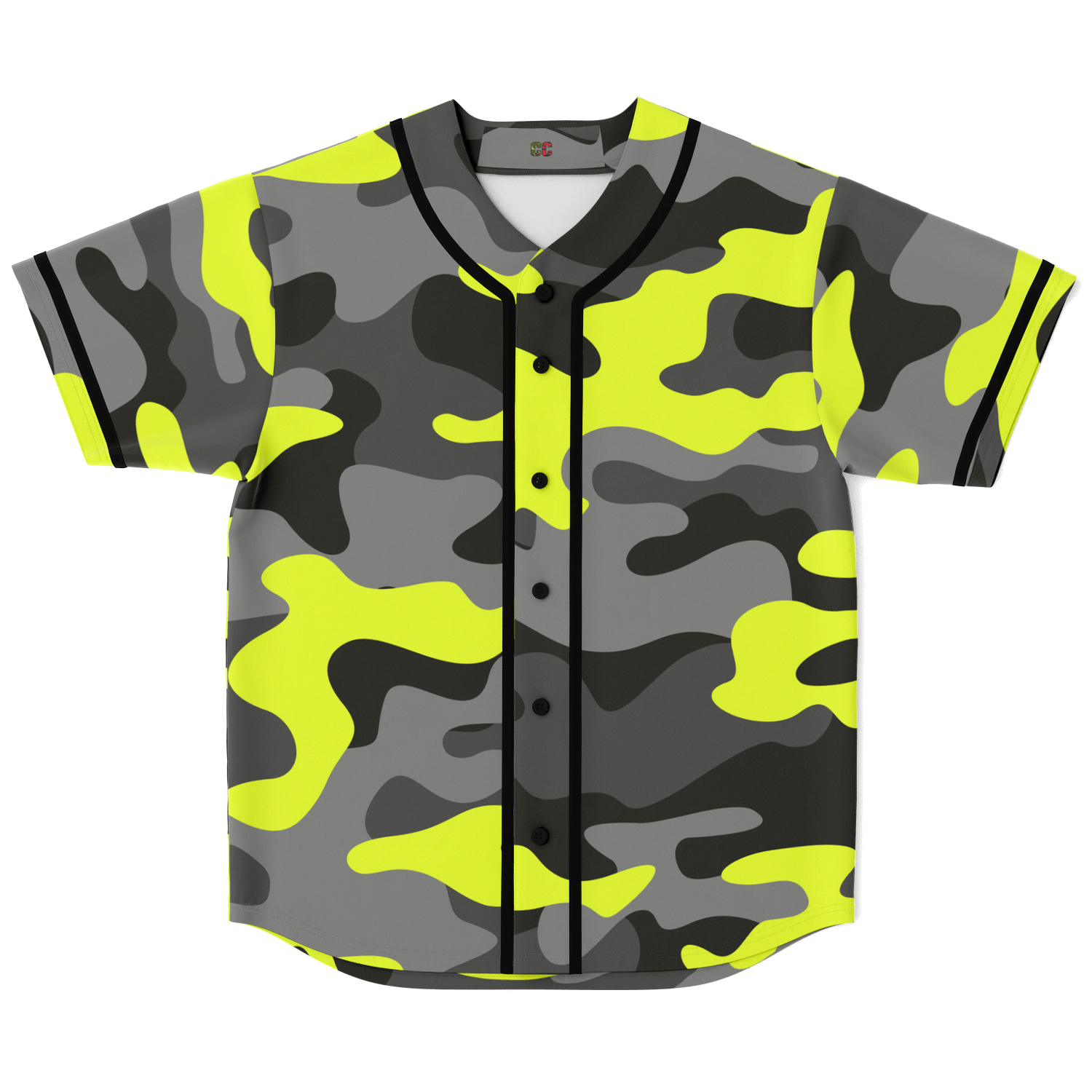 Camo Baseball Jersey | Black, Gray & Yellow Camouflage