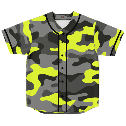 Camo Baseball Jersey | Black, Gray & Yellow Camouflage