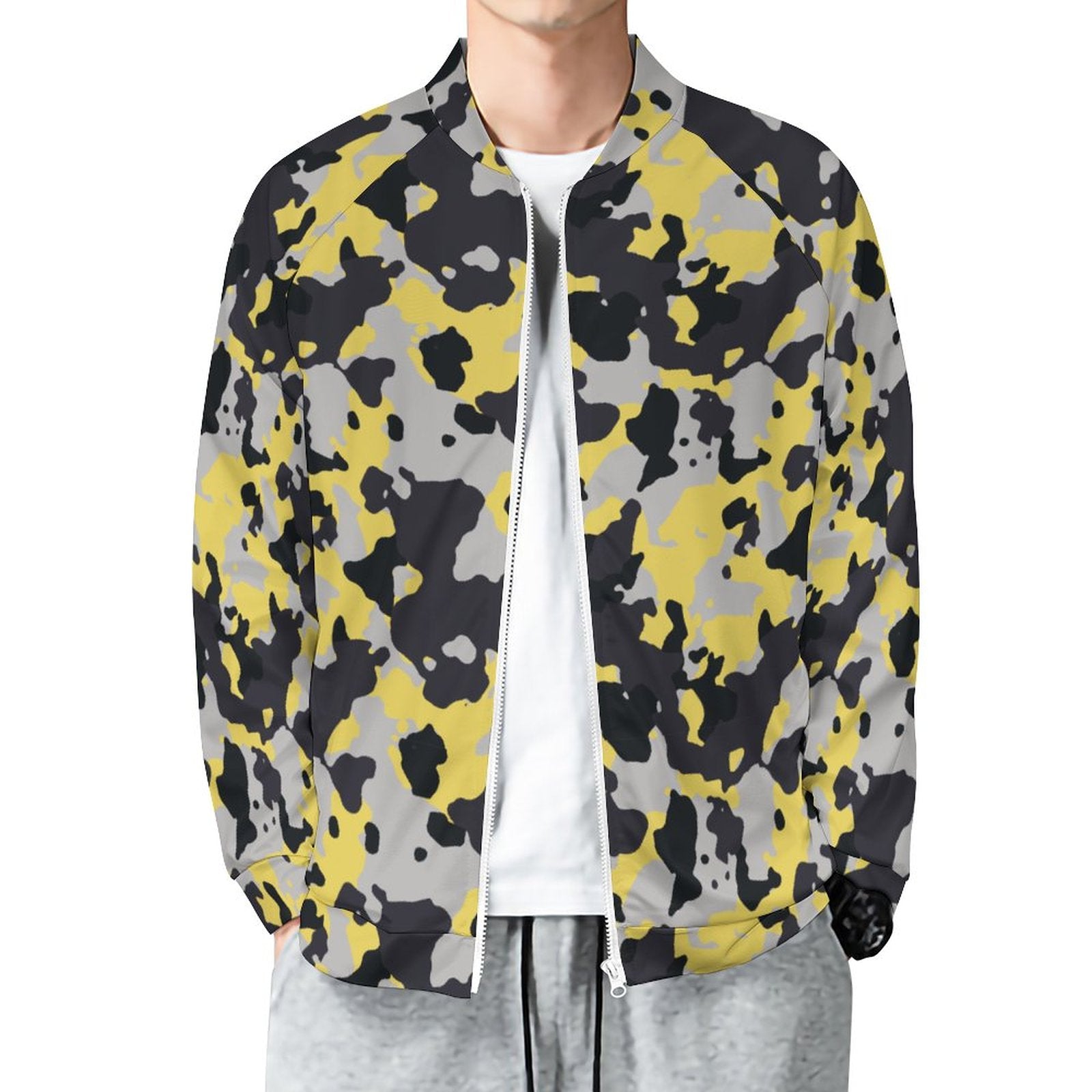 Camo Shirt | Raglan Zip-up | Yellow, Black and Silver