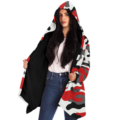 Camo Cloak | Red, Black, & White Camouflage | Microfleece