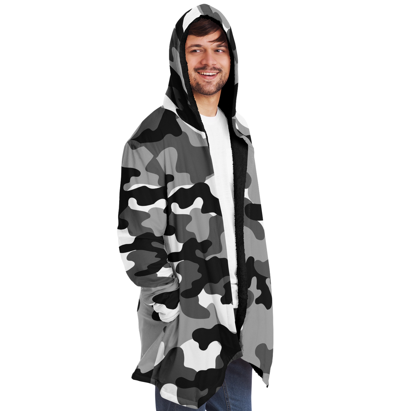 Camo Cloak | Black, White, & Gray Camouflage | Microfleece