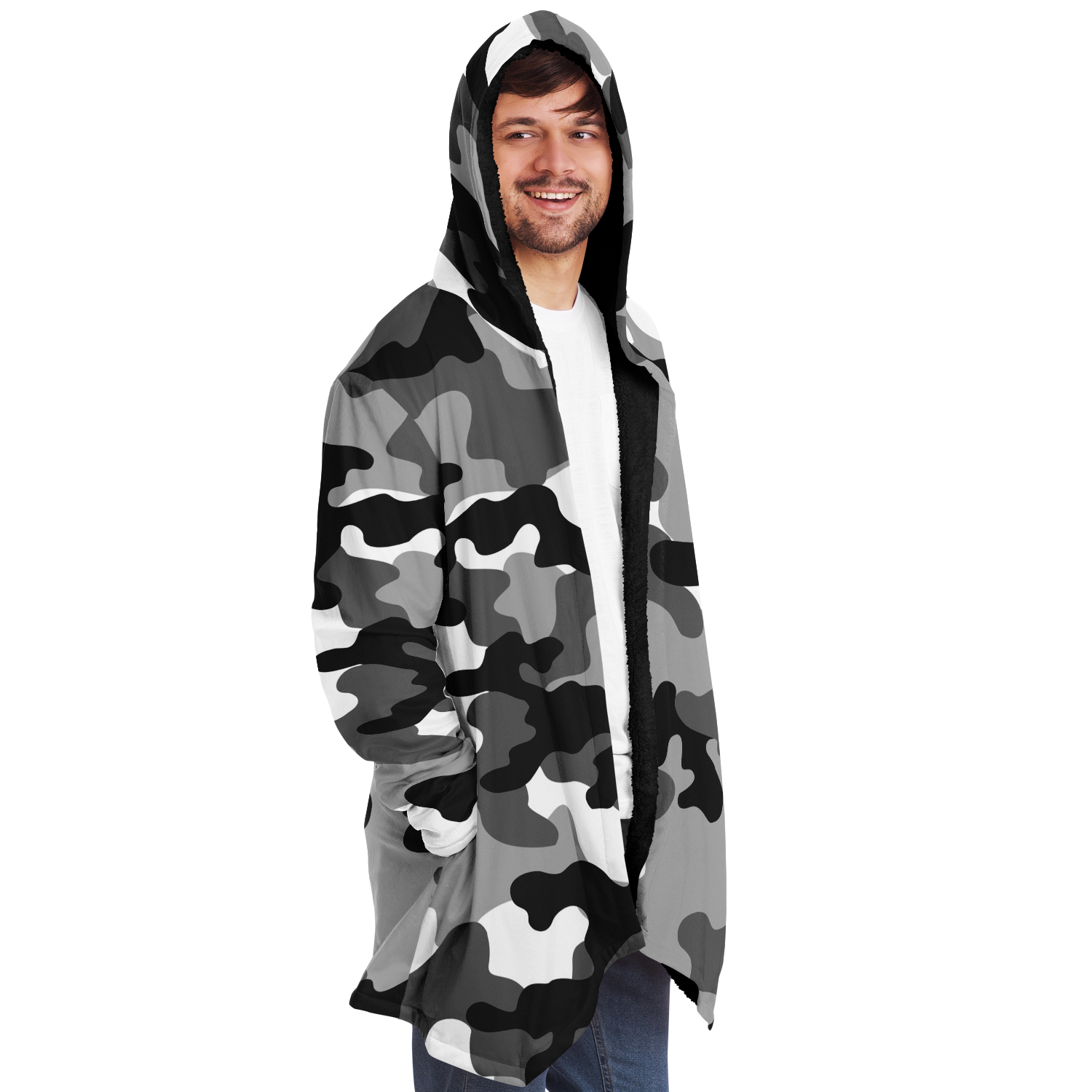 Camo Cloak | Black, White, & Gray Camouflage | Microfleece