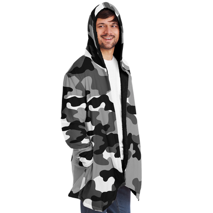 Camo Cloak | Black, White, & Gray Camouflage | Microfleece