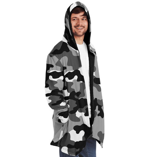 Camo Cloak | Black, White, & Gray Camouflage | Microfleece