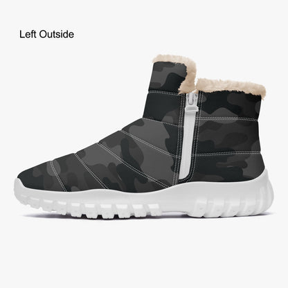 Camo Boots | Cotton-pad Fur Zipper Up | Black