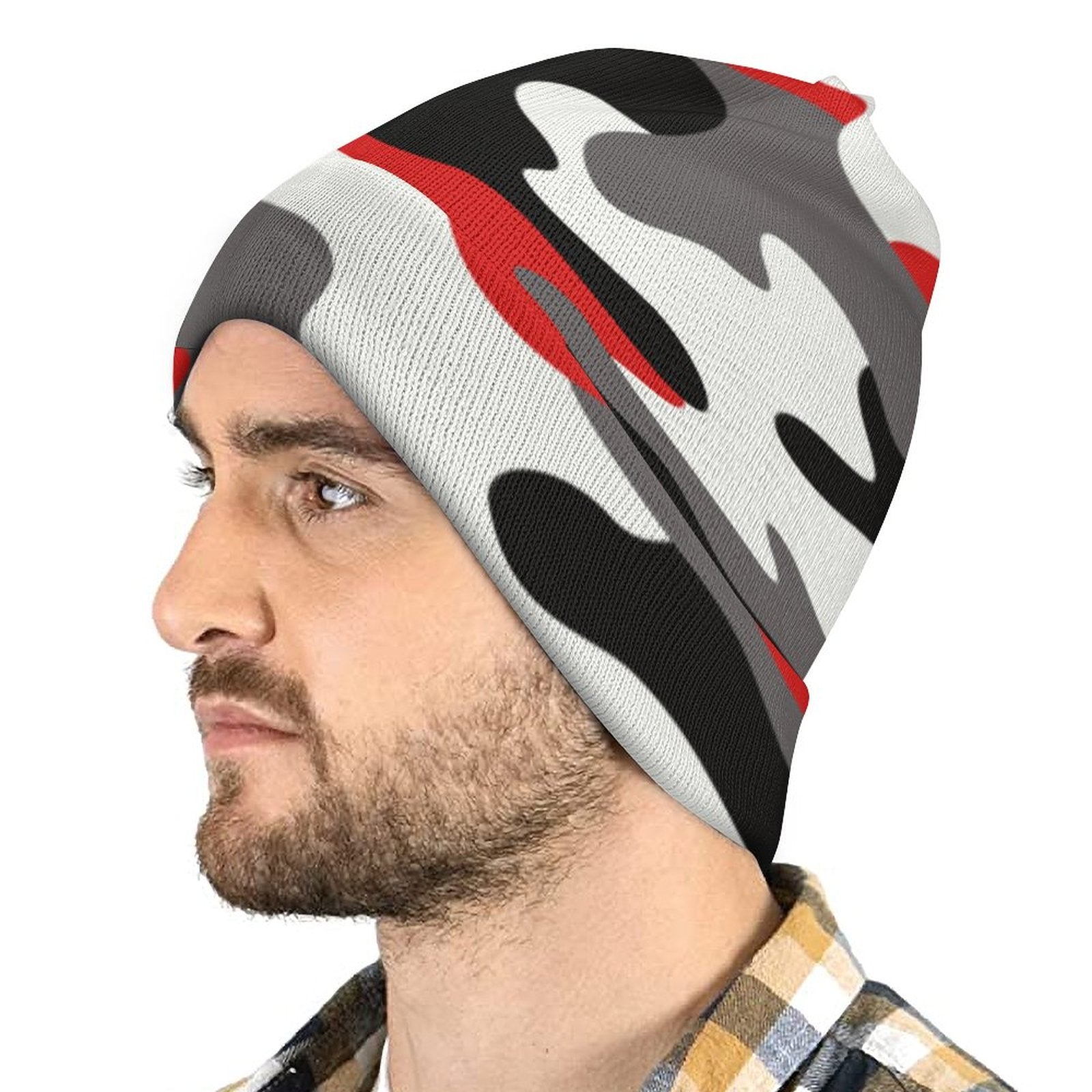 Camo Beanie | Red, Black & White Camouflage