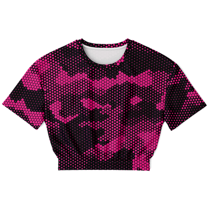 Camo Crop Top Sweatshirt | Pink Digital Dotted Hexagonal