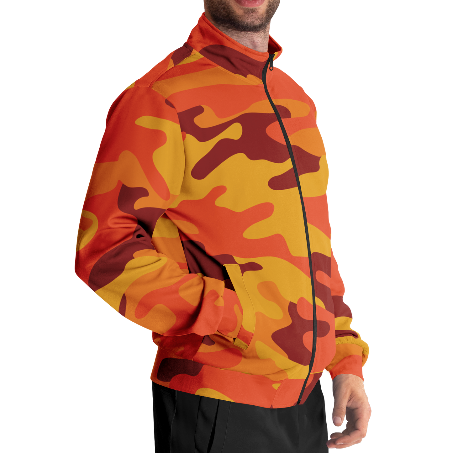 Camo Track Jacket | Orange & Red Camouflage