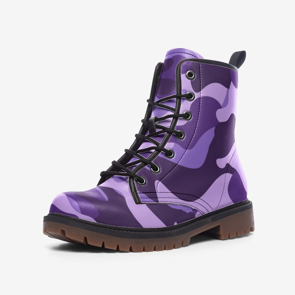 Camo Boots | Leather Camouflage in Purple, Blue, and Mauve