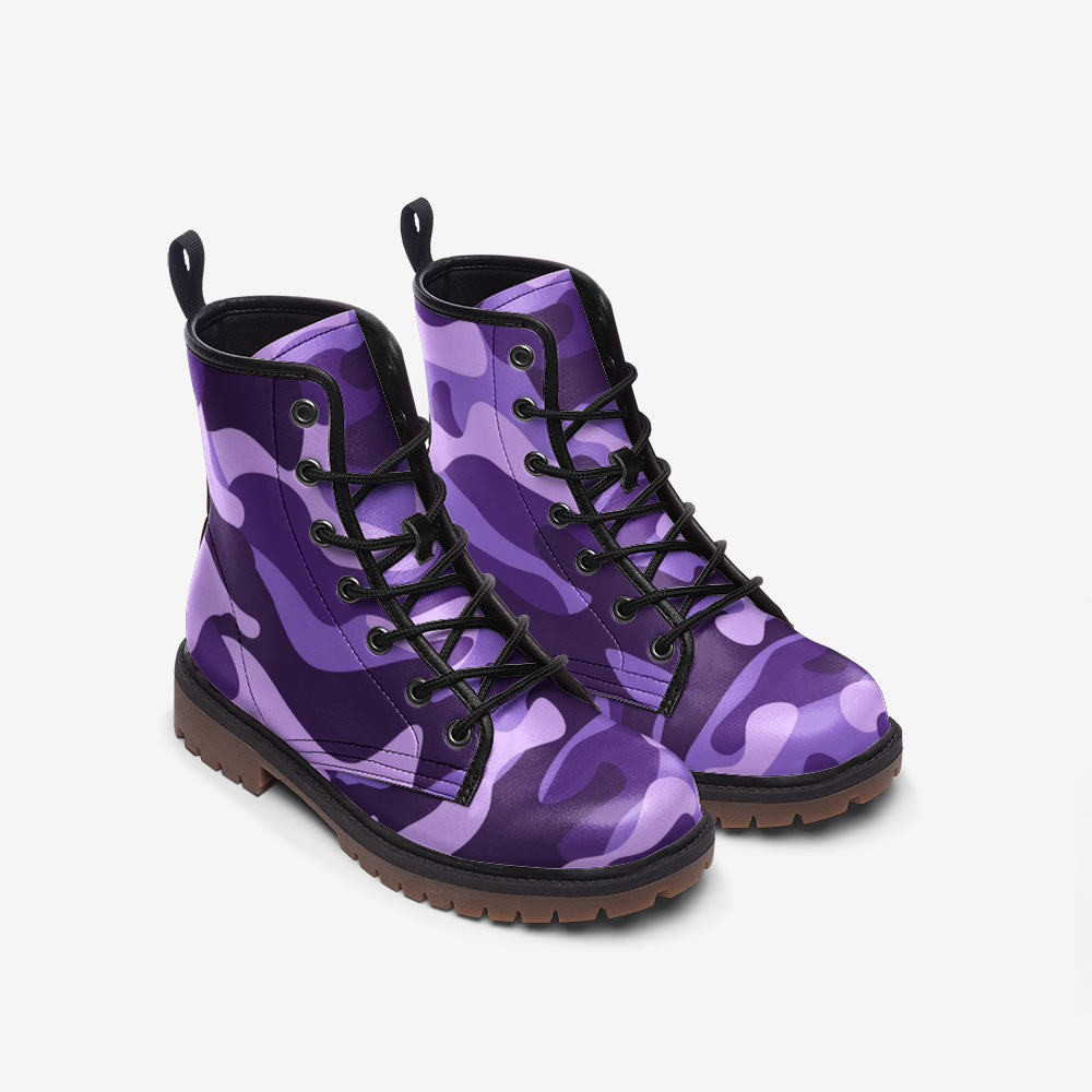 Camo Boots | Leather Camouflage in Purple, Blue, and Mauve