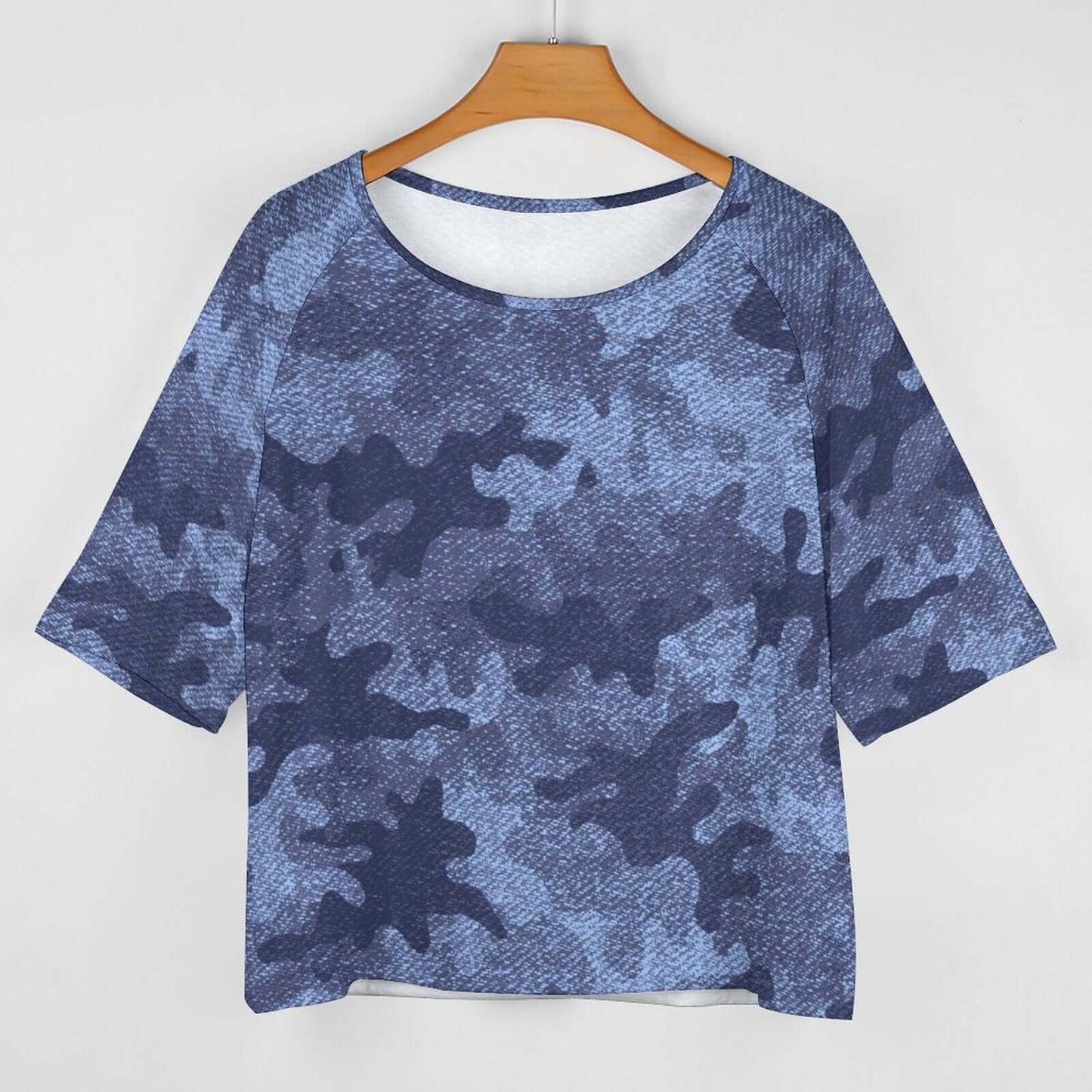 Off The Shoulder Top | Denim Blue Camo Shirt