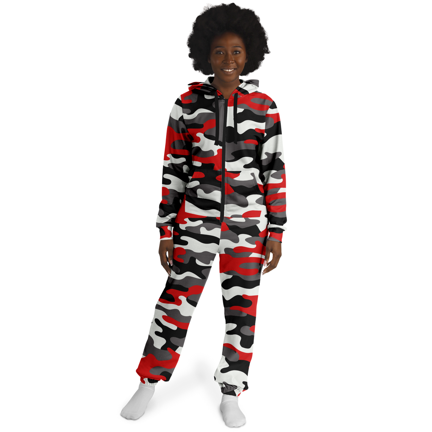 Camo Onesie | Red, Black, and White Camouflage