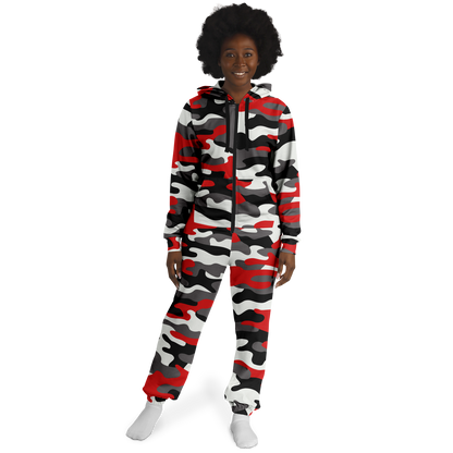 Camo Onesie | Red, Black, and White Camouflage