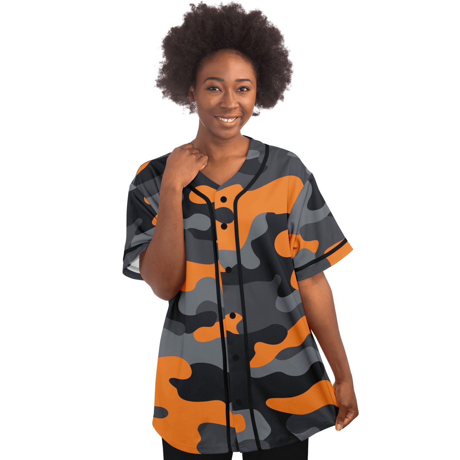 Camo Baseball Jersey | Orange, Gray & Black Camouflage