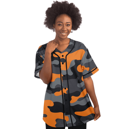 Camo Baseball Jersey | Orange, Gray & Black Camouflage