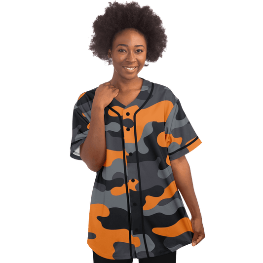 Camo Baseball Jersey | Orange, Gray & Black Camouflage