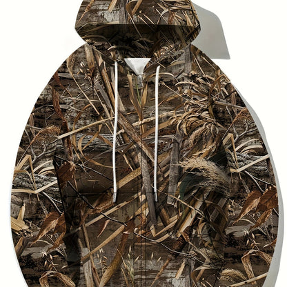 Men's Zip-Up Hoodie with 3D Deadwood Print