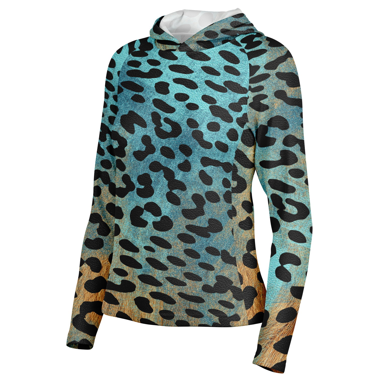 Performance Shirt for Women | Blue & Orange Cheetah Print