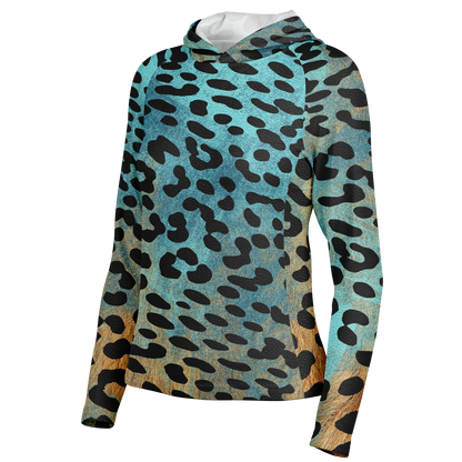 Performance Shirt for Women | Blue & Orange Cheetah Print