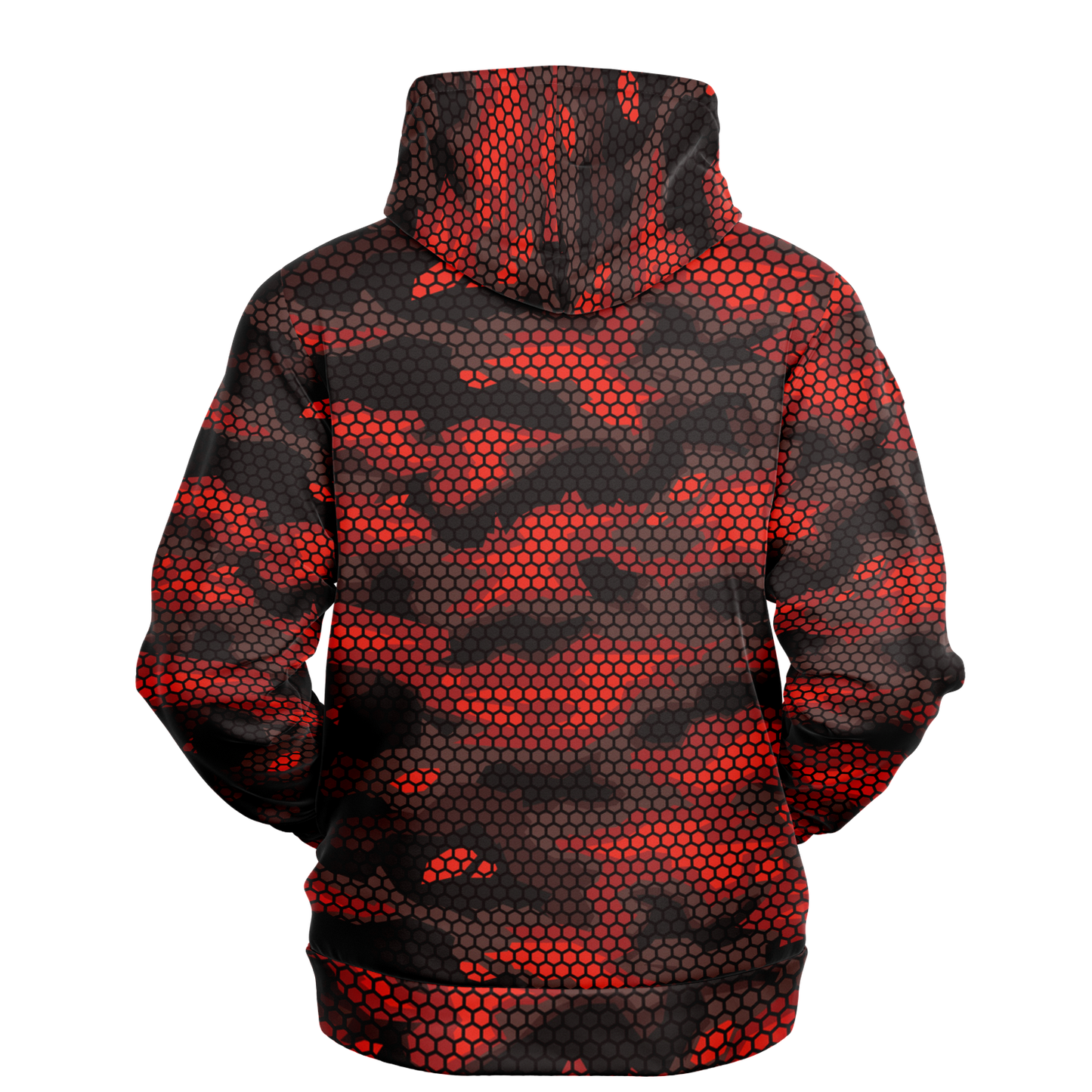 Red Camo Hoodie | Geometric Hive Camouflage Pattern