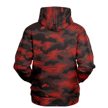 Red Camo Hoodie | Geometric Hive Camouflage Pattern