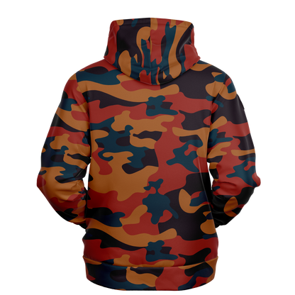 Camo Hoodie | Brown, Prussian Blue and Auburn Camouflage