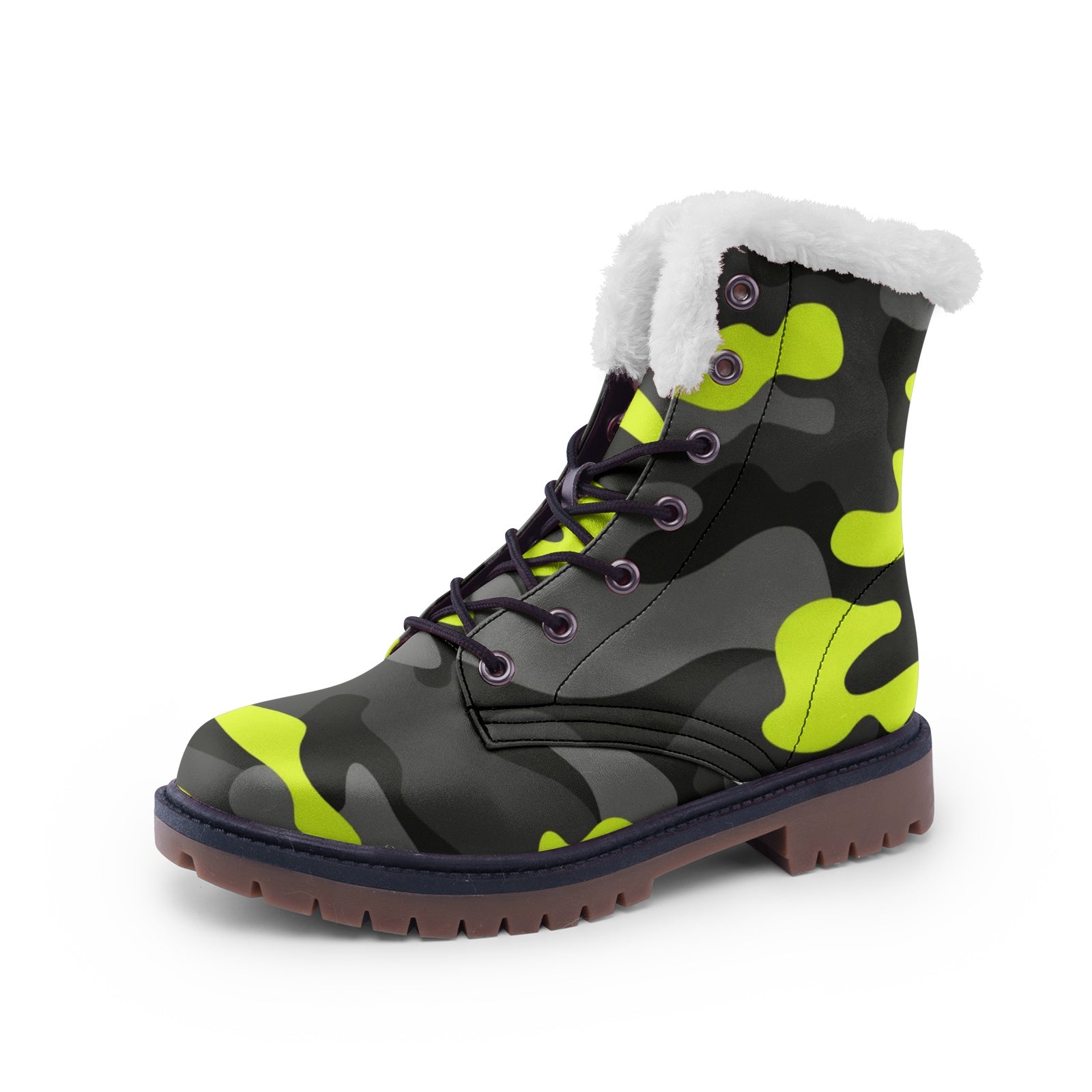 Snow Camo Boots | Black, Gray, and Yellow Camouflage